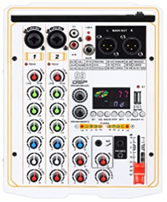 ZKLGS Mesa de Mezclas 99 DSP Effect Mixer 4 Canales Portable 48V Phantom Power Monitor DJ Mixing Console for Estudio Profesional(Bianco)