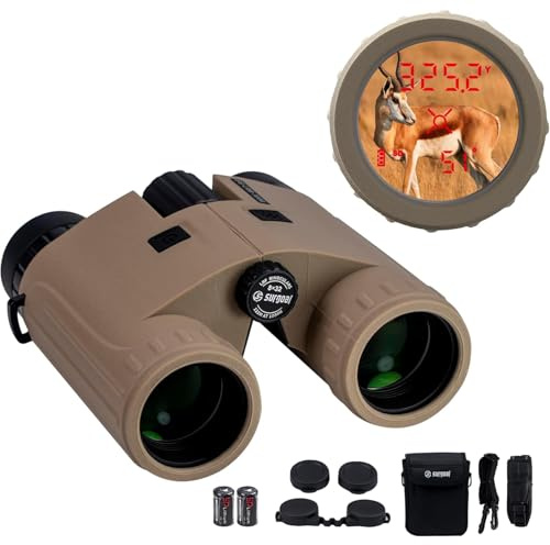 Laser Rangefinder Binoculars for Hunting 8x32 Red OLED Display 3000 Yards | HD Optics, Long Range Tactical Binoculars Kit with S/H/V Mode, Y/M Unit, Brightness Adjustment, Tripod Adaptable Lightweight