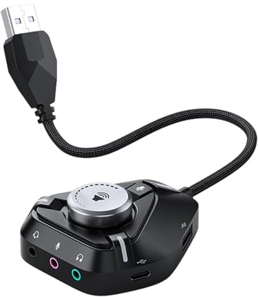 Extern Ljudkort Type-C Bärbar Gränssnittsdelare | 3,5 mm USB-ljudadapter Till Hörlurar Mikrofon Högtare Volymkontroll Podcast Inning Streamning Gitarr Hemma