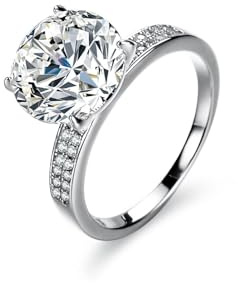 Ayoiow Halo Vorsteckring Platin für Damen mit 5ct Moissanit, Verlobungsringe Hochzeit, Platin 950 Größe 56 (17.8)