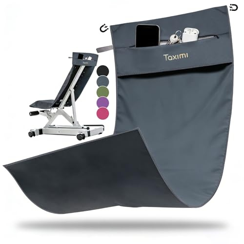 Taximi Fitness Handtuch mit 2 Starken Magneten, 125x50cm Gym Handtuch aus Mikrofaser, Sporthandtuch mit Tasche, Schnelltrocknend & Geruchshemmend für Fitnessstudio (Grau)