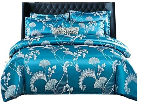 LuoAXINN Satin sängkläder set jacquard king size sängkläder set lyx europeiska bröllopsset drottning amerikansk satin dubbelt påslakan 220 x 240 (färg 14, SET_BED 1,8 m 4 st)