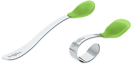 green sprouts Juego de cucharas de aprendizaje,Se alimenta para padres mientras el bebé aprende, punta de silicona, apto para lavavajillas