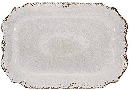 Supreme Housewares Crackle Melamine Serving Tray, BPA-Free Rustic Rectangular Platter for Appetizers, Cheese, Fruit or Entertaining, 20 x 13.5 Inch, Cream