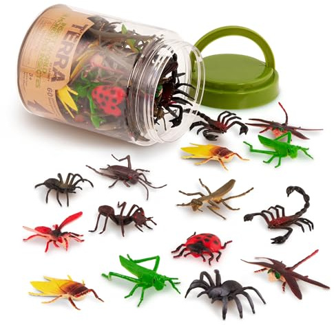 Terra by Battat - Le Monde des Insectes - Jouet Tube Insectes - 60 Mini-Figurines en 12 modèles réalistes - Fourmis, Scorpions, libellules et Autres Jouets - 3 Ans et +