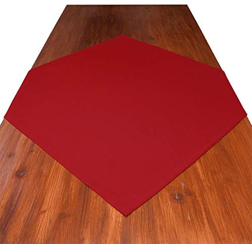 Landhaus-Mitteldecke Hetty Rot Uni | Tischdecke 80 x 80 cm quadratisch, einfarbig | langlebige, hochwertige Webware | Ränder mit 3 cm Kuvertsaum