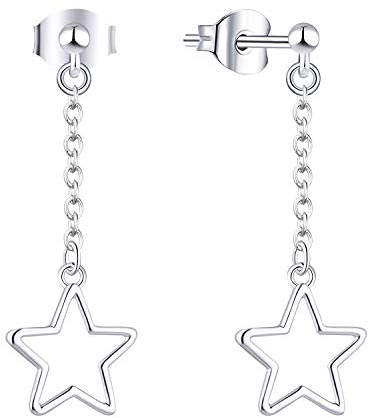 JO WISDOM Damen Ohrhänger Stern Silber 925, Ohrringe Hängende mit Weißgold überzogen Schmuck für Frauen,Schmuck für Frauen