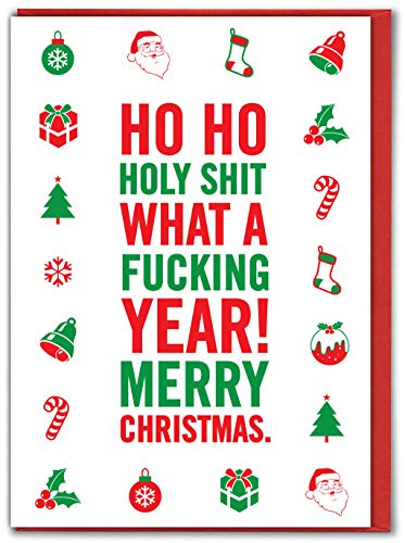 Brainbox Candy - Lustige unhöfliche Weihnachtskarte – Holy Shit, humorvolles, lustiges Design für Bruder, Schwester, Freunde, Besties