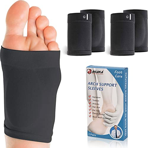 Ailaka 2 Paare Kompression Bogen Unterstützung Ärmel, gepolstert Fuß Klammern Bogen Pads für Plattfuß Müdigkeit Relief Plantar Fasciitis Ferse Sporen