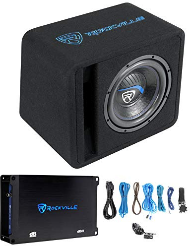 Rockville SK510 PACKAGE 10 1200w Loaded K5 Car Subwoofer Enclosure+DB11 Amp