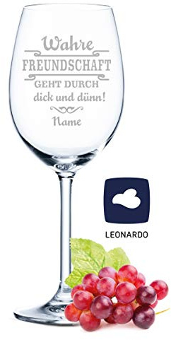 Copa de vino Leonardo con grabado – verdadera amistad con nombre grabado – Regalo de amistad para amigas también como regalo de cumpleaños – Copas de vino