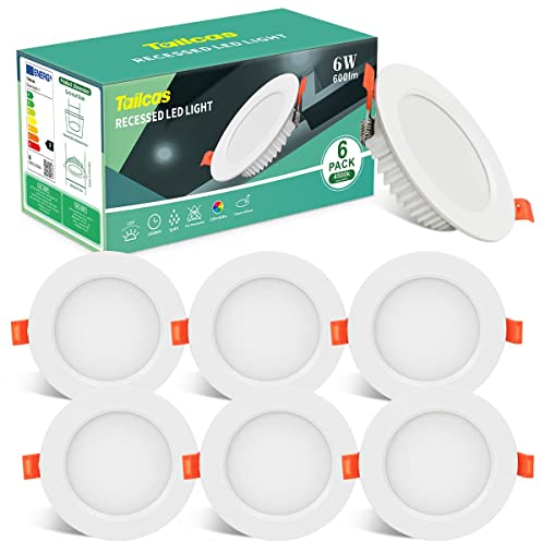 Tailcas Faretti Led da Incasso per Cartongesso 4500K, 6w 600lm IP44 Ultra Slim Faretto da Incasso Bagno, 26mm Bianca Naturale Luci Ultrasottili da Soffitto Integrati, Foro Φ 75-95mm