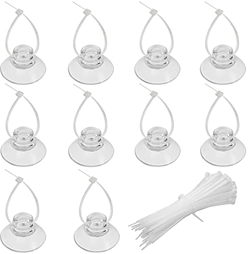 Uniclife 10 Pack Aquarium Suction Cups and 20 Pieces Adjustable Zip Ties Cables Set Fish Tank Tools for Binding Moss Holding Airline Tubing Decorations Shrimp Nests and Reptile Hammocks