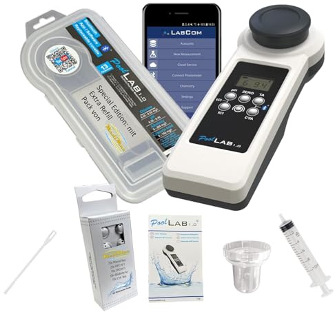 PoolLab 1.0 - 13 in 1 Photometer mit 70 Tabletten - Special Edition für MediMuc - plus einer EXTRA Küvette