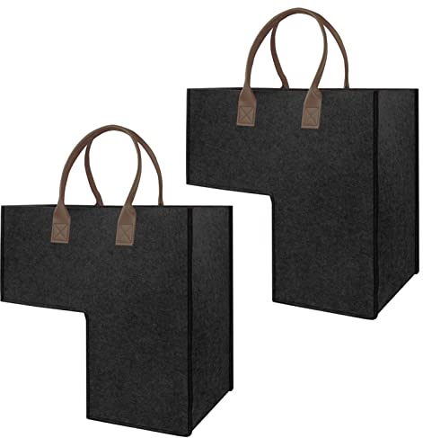 TANOSAN 2 Stück L-förmiger Treppenkorb-Organizer, TANOSAN faltbarer Stoff-Treppenaufbewahrungs-Organizer mit Kunstledergriffen, großer Treppenaufbewahrungs-Organizer für Wäsche, Spielzeug, Haushaltsge