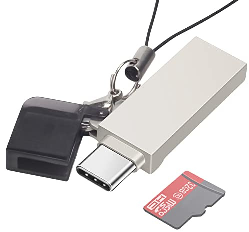 Micro SD/TF Kartenleser, USB C auf Micro SD Speicherkartenleser Adapter, 2-in-1 OTG Kartenlesegerät Kompatibel mit MacBook, Laptops, Android Handys (Silber)