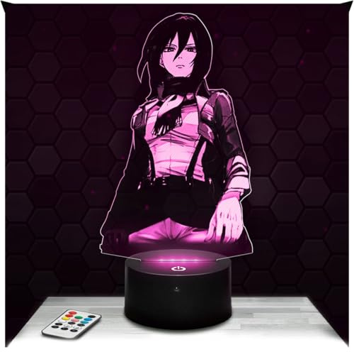 Lampephoto.fr - Lampe Mikasa Ackerman 3D Touch Nachtlicht Shonen-Manga | Made in France, Sockel wählbar, dimmbar, Batterie-/USB-Betrieb, HD-Lasergravur, Geschenk für Anime-Fans, Kinder