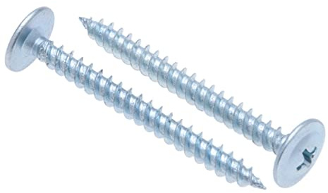 25mm Flange Head Screws (Pack of 50) Phillips Self Tapping Truss Wafer Pan Head Fine Thread Screw Zinc Plated for Wood Woodwork Sheet Metal Plastic Plasterboard Roof Drywall (4.2mm x 25mm)