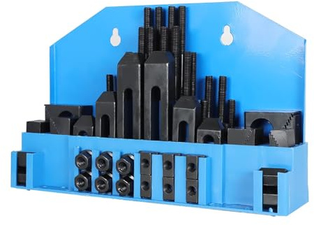 mitoharet 58 Pc 1/2 Inch T-Slot Hold Down Clamp Clamping Kit Mill Machinist Set Replacement for Bridgeport Milling Machine with Plastic Storage Box (3/8-16)