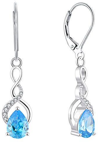 YL Unendlichkeit Tropfen Ohrringe 925 Sterling Silber 12 Geburtsstein Zirkonia Ohrringe für Damen