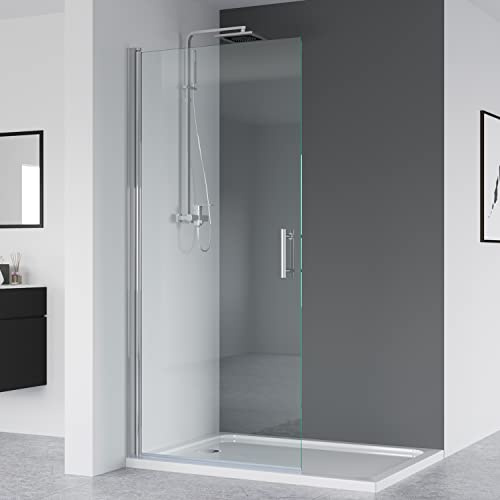 IMPTS walk in dusche 80x195 glas Duschwand Duschabtrennung | Nische Dusche Schwingtür Pendeltür Duschkabine Rahmenlos mit 6mm NANO Sicherheitsglas, OHNE Duschwanne