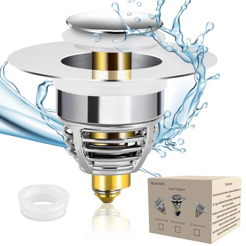Abflussstopfen,Stopfen Waschbecken & Badewanne Pop Up Stöpsel Waschbecken,Universal Abflussstöpsel Rostfreier Stahl et Cuivre, Waschbeckenstöpsel Ablaufventil Mit Doppeldichtung (32-42mm)