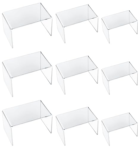 ywchoshe 9 Pz Alzate di Display in Acrilico, Alzate per Espositori Gioielli, Espositore Vetrina in Trasparente, Scaletta Esposizione per Display, Figure, Buffet, Cupcakee, Modellismo