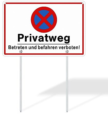 SINMAO Schilder Privatweg Nutzung auf Eigene Gefahr 30x20cm Betreten und Befahren Verboten, Schild Privatweg Durchgang Verboten mit Halterung inklusive Montagezubehör Abnehmbar