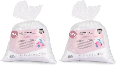Vaessen Creative Flauschige Weiche Polyester Füllung für Plüschtiere, Kissen und Bastel-Projekte, Weiß, 500gr (Packung mit 2)