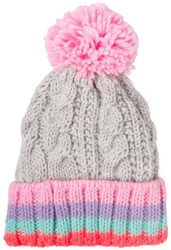 styleBREAKER Kinder Strick Bommelmütze mit Zopfmuster und gestreifter Krempe, Fleece Futter Winter, 3-5 Jahre 04024206