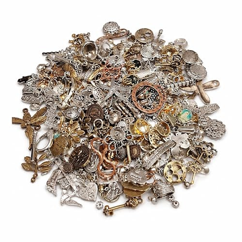 Perlin Metall Anhänger Mix 200 g Schmuckzubehör Set Charms Verbinder Zwischenperlen DIY Bastelset Silber Gold Vintage Anhänger für Armband Halskette Schmuckherstellung