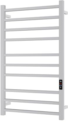 SATOH Towel Warmer for Bathroom Heated Towel Rack Wall Mounted Electric Drying Rail with Plug-in Installation & Timer Stainless Steel Hot Towel Warmer - 88cm x 53cm (Polished Chrome)