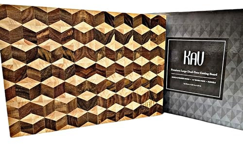 KAV Wooden Cutting Board for Kitchen, Large Cutting Board for Countertop, Bread Board, Meat Cutting Board, Cheese Board, Vegetable Chopping Board, Diamond Lattice Design Cutting Block