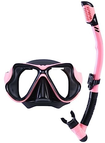 Taucherbrille Professionelles Tauchmasken-Set, Anti-Beschlag-Schutzbrille Mit Schnorchelbrille, Verstellbarer Riemen, Schnorchelmaske Tauchmaske (Color : Rosa, Size : 46 * 16.5 * 11cm)