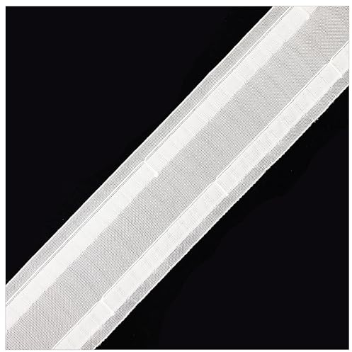 WANYI Fettuccia per Tende 7.5CM di Larghezza Nastro per pieghe di tende a Onda Trasparente, Bianco Nylon nastro arricciatenda per tende con ganci, per Tenda di Finestra,Tenda（10m）