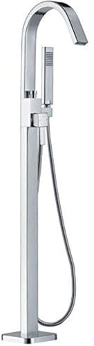 Faul Chrome Waterfall Spout Modern Freestanding Bath Shower Mixer Tap with Hand Shower Handset Floor-Mounted Single-Lever Bath Tap Hand Shower Bath Filler Bathroom Tap