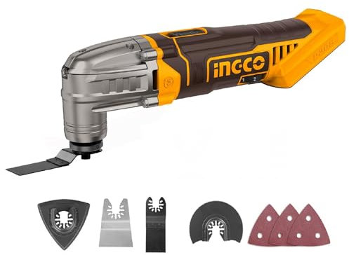 INGCO 20V Cordless Multi-Tool (Body Only) Oscillating Multitool 5000-20000RPM with 8Pcs Accessory Kit for Sanding, Sawing, Cutting CMLI2022