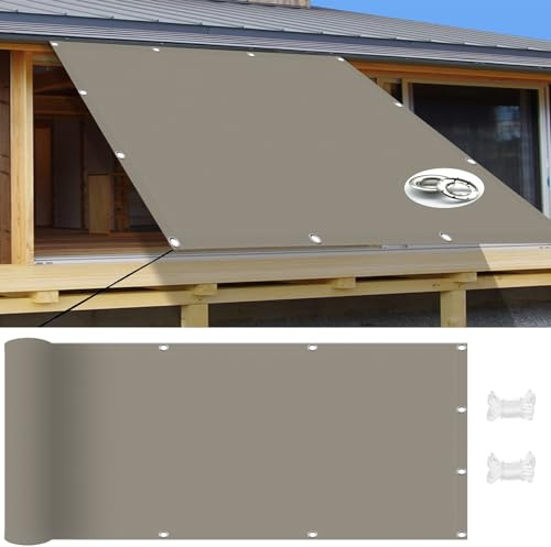 Sonnensegel Nach Mass 1.6 x 1.6 m Markisenstoff Balkonverkleidung Balkon Terrasse 95% Uv-Schut Windschutz Reißfest Im Viele Größe Und Farben mit Kordel, Taupe