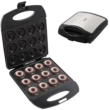 Donut-Maker, Donut Maschine für 12 Mini-Donuts, Doppelseitige Heizstruktur, Antihaftbeschichtung, für Zuhause, Bäckereien, Konditoreien, Restaurants, Cafeterias, Teehäuser, Cafés
