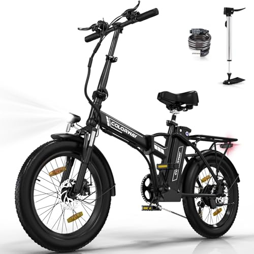 COLORWAY BK11M Vélo électrique Pliable, 20* 3.0 Fat Tire, 7 Vitesses, Batterie 36 V 12 Ah, Moteur 250 W,Écran LCD, autonomie maximale de 90 km. Vélo de Ville Unisexe pour Adultes.