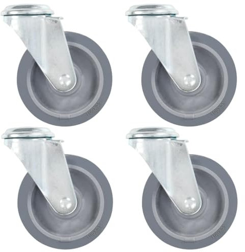Homgoday Ruote Girevoli con Foro per Bulloni 4 pz 100 mm, Decor da Mobili Rotelle Pivotanti per Carrelli Industriali Model143426