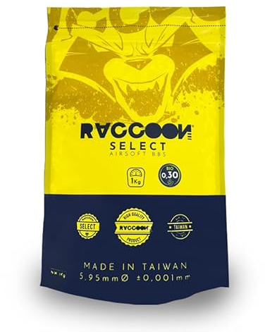 Bolsa de Bolas para Airsoft Blancas biodegradables - 1 kg BBS - 0,30 Gramos - Marca Raccoon Select