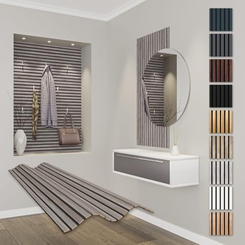 HEXIM Comfort Acoustic Panels, 118 x 60 cm, Flexible Wooden Panels, Slat Wall, MDF Wall Panels, Slat Cladding, Wall Cladding, Soundproofing (0.71 m² Vintage Oak)