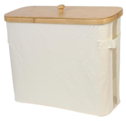 JISADER Portarrollos de Papel higiénico de bambú, Accesorios de Almacenamiento de Papel higiénico, contenedor con Tapa de bambú, Cesta de Papel higiénico para, Beige