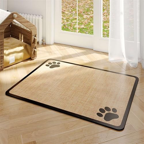 GIBZ Saugfähige Futtermatte für Hunde, Napfunterlage mit Rutschfestem Gummi, Schnelltrocknendes Hund Matte für Wassernäpfe, 50x70cm