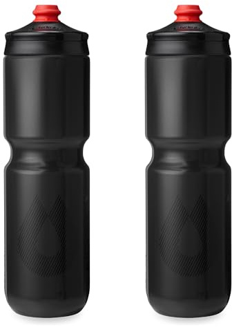 HydraPak | Polar Bottle - Breakaway Surge Lightweight Bike Water Bottle 2-Pack - High Flow, Cycling & Sports Squeeze Bottle (Charcoal, 880ml / 30oz)