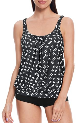 loginsummer 2 st badkläder dam tankini set för kvinnor plus storlek hög midja blus tankini med shorts tummy kontroll badkläder