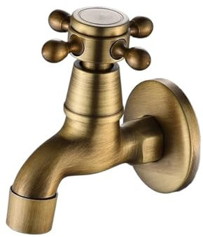 IUVYTA Vintage Wasserhahn Wandmontage Wasserhahn Messing Einzel Kaltwasserhahn for Badezimmer Waschmaschine Spüle Mopp Pool Outdoor Garten Waschtischarmatur Antik(Standard S)