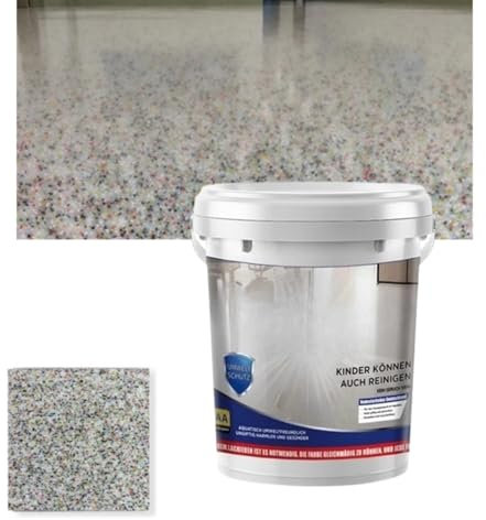 High-Gloss Marble Effect Epoxy Floor Paint - Waterproof Anti-Slip Water-Based Coating for Concrete Garage and Indoor/Outdoor Surfaces