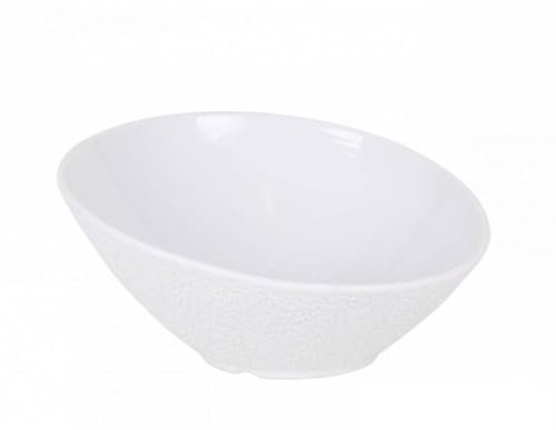 PEGANE Lot de 6 bols ovales incliné SOFI pour desserts et salades en porcelaine blanche - Diamètre 21 x Hauteur 10 cm